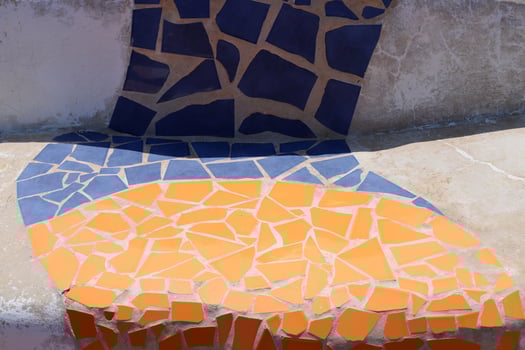 1 Ceramic marble mosaic. Concrete products covered with small ceramic tiles photo