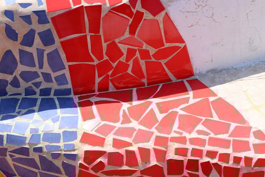 1 Ceramic marble mosaic. Concrete products covered with small ceramic tiles photo