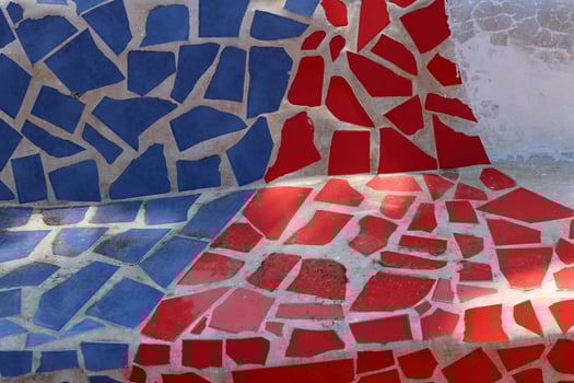 1 Ceramic marble mosaic. Concrete products covered with small ceramic tiles photo
