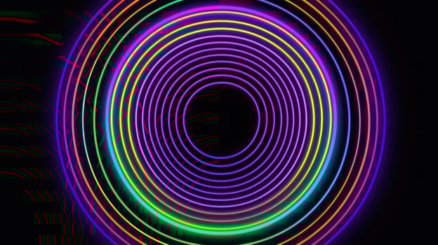 digital futuristic neon circle light on dark background, ai photo
