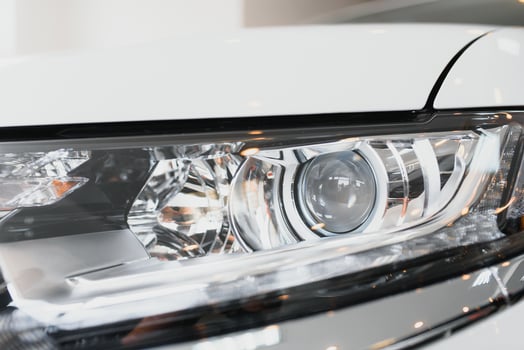 Beautiful white car headlights. modern car headlights photo