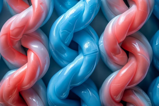 Twisted Harmony Interlinked Pink and Blue Chains Close-up photo