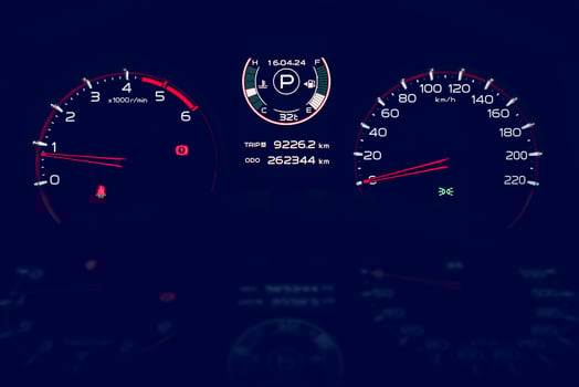 Dashboard a car's digital and analog display photo