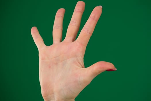 girl hand isolated body parts of a young woman on a green background palm chroma key photo