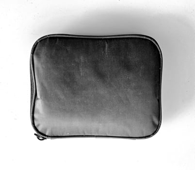 Pouch or bag fabric with gray color on white background photo