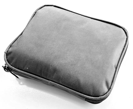 Pouch or bag fabric with gray color on white background photo