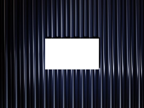 Closeup of empty white rectangle business card mockups lying diagonally on metallic blue background. Flat lay, top view. Open composition. Blank Template for Corporate Identity. Copy space. photo