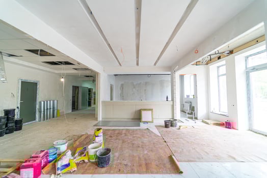 Renovation white hospital room. Interior modern architecture renovative. photo