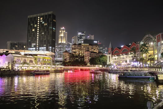 Singapore, 2024 - Colorful of Clarke Quay in downtown Singapore at night photo