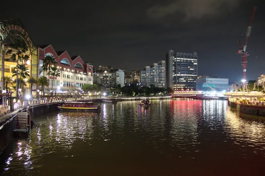 Singapore, 2024 - Colorful of Clarke Quay in downtown Singapore at night photo
