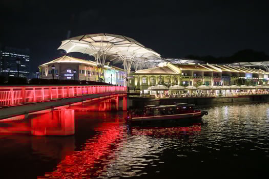 Singapore, 2024 - Colorful of Clarke Quay in downtown Singapore at night photo