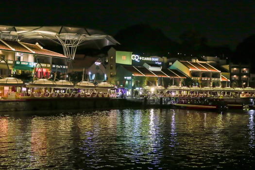 Singapore, 2024 - Colorful of Clarke Quay in downtown Singapore at night photo