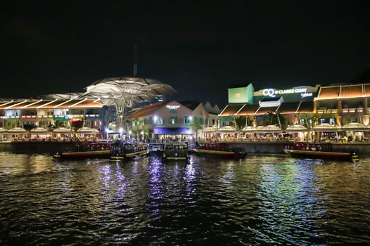 Singapore, 2024 - Colorful of Clarke Quay in downtown Singapore at night photo