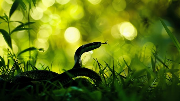 Crawling Snakes, Silhouettes of snakes slithering through the grass photo