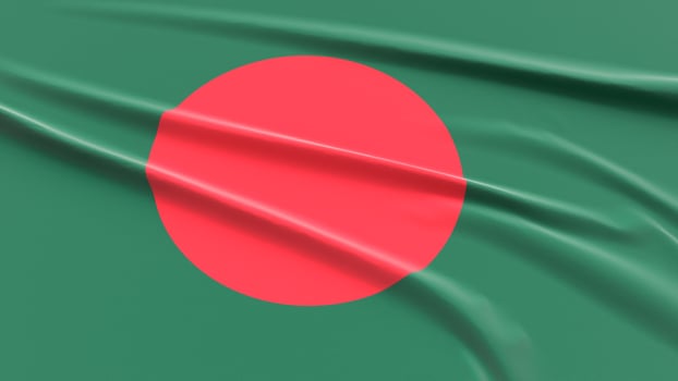 Bangladesh Flag. Fabric textured Bangladeshi Flag. 3D Render Illustration. photo