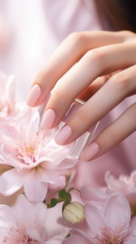 purple manicure nail polish treatment, ai photo