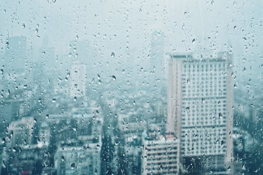 Rain drops on window photo
