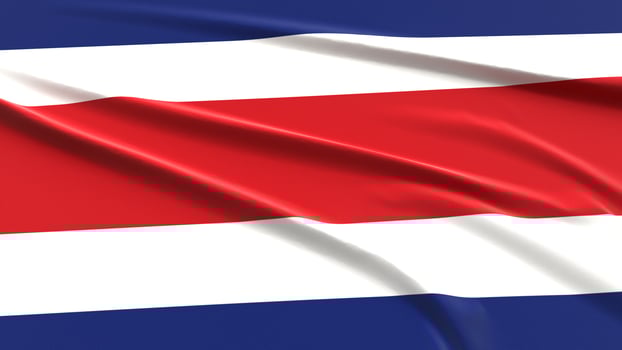 Costa Rica Flag. Fabric textured Costa Rican Flag. 3D Render Illustration. photo