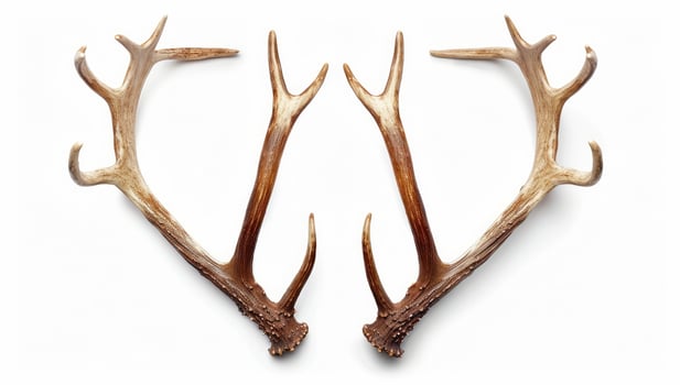 A pair of deer antlers on white background photo