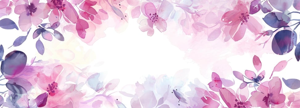 Watercolor painting of purple flowers on a white background photo