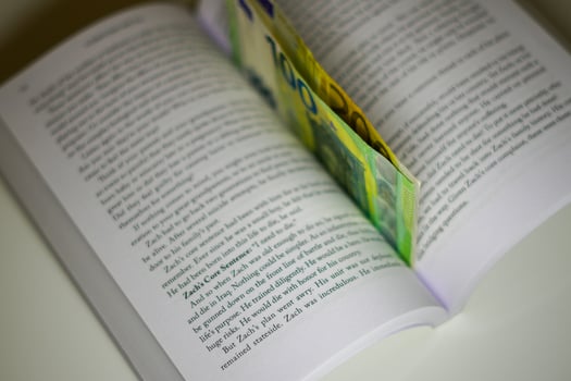 euro banknotes in the book photo