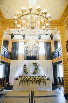 Decoration of the restaurant at the wedding banquet. photo