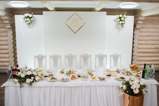 wonderful wedding ceremony. trendy wedding arch made according to modern fashion. wedding decorations photo