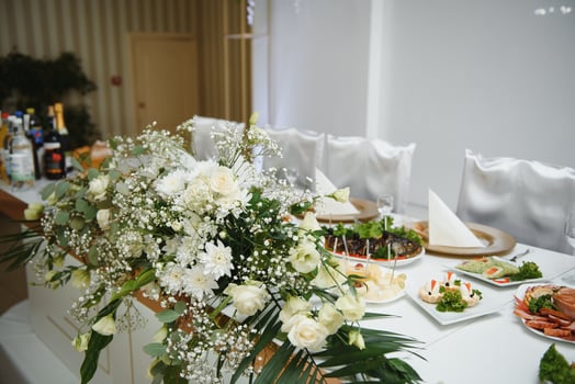 beautifully laid tables with glasses and appliances at morning in restaurant. photo