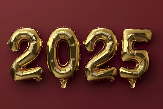 Happy new year 2025 realistic text balloons, new year photo
