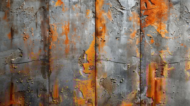 Rusted Metal Wall With Orange Paint photo