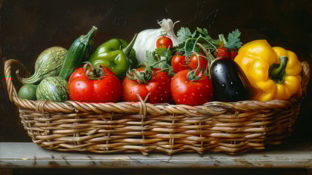 Basket Filled With Various Vegetables photo