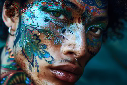 Elaborately Painted Man. Generative-AI photo