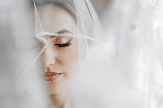 A woman is wearing a veil and looking at the camera photo