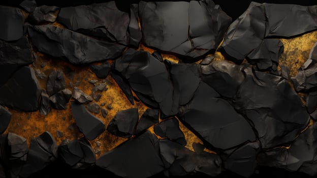 Rough dark stone texture with cracks and gold flecks. Dark back photo