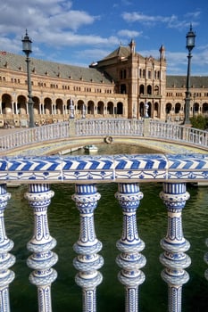 Plaza de Espana Spain square in Seville, Andalusia, Spain. Panoramic view of old city Sevilla, Andalucia photo