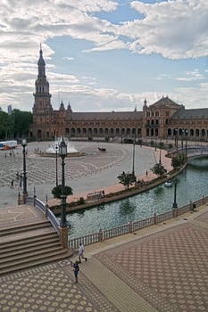 Plaza de Espana Spain square in Seville, Andalusia, Spain. Panoramic view of old city Sevilla, Andalucia photo