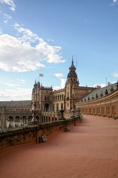 Plaza de Espana Spain square in Seville, Andalusia, Spain. Panoramic view of old city Sevilla, Andalucia photo