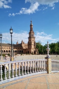 Plaza de Espana Spain square in Seville, Andalusia, Spain. Panoramic view of old city Sevilla, Andalucia photo
