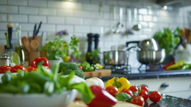 A nutritious and colorful meal being prepared in a modern and wellequipped kitchen emphasizing a healthy diet for overall wellness photo