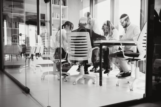 Group of young people in business meeting photo
