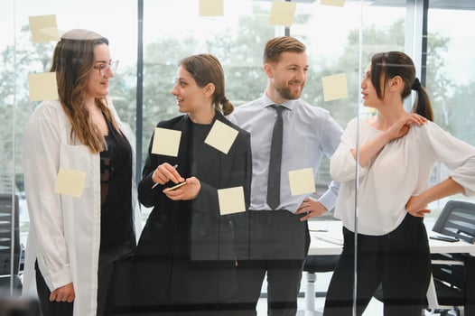 Group of young people in business meeting photo