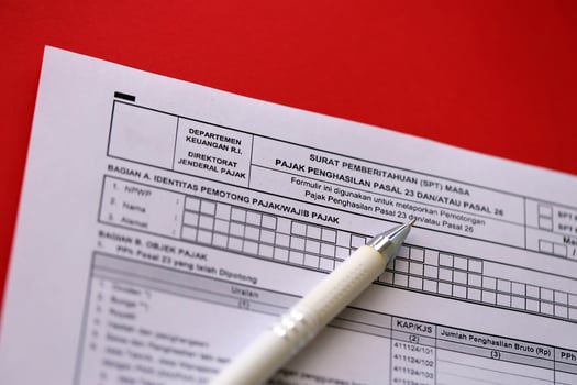Indonesian tax form notification letter SPT for income tax period article 23 and or article 26 photo
