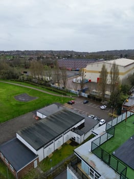Aerial View of Central Borehamwood London City of England During Cloudy and Rainy Day, England UK. April 4th, 2024 photo