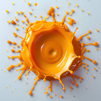 orange paint drop isolated on white background with shadow. orange paint explosion photo