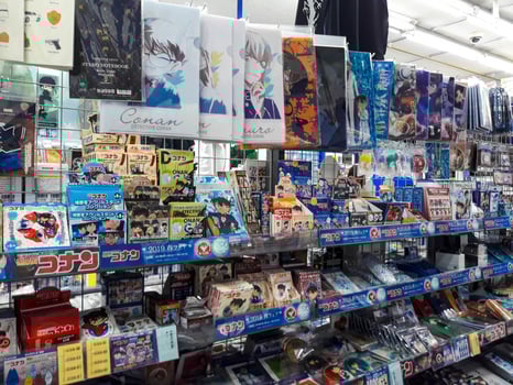 Tokyo, Japan on April 15, 2019. Various Detective Conan merchandise for sale in Akihabara. photo