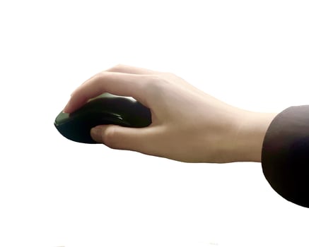 A woman's hand holding a mouse photo
