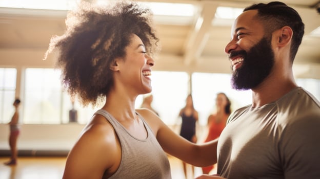 A couple taking a dance class together staying active and keeping their relationship strong photo