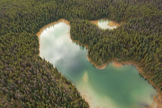Aerial view of the lakes of Lorraine. photo