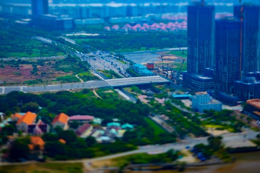 A miniature traffic jam at the busy town in Ho Chi Minh high angle photo
