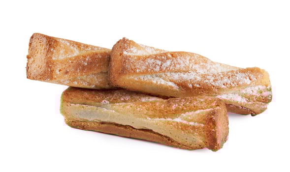 Several delicious crispy cookies isolated on a white background. photo